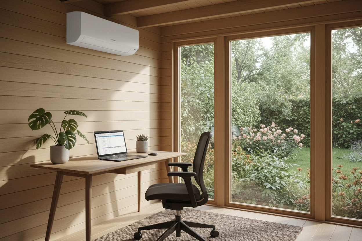 ECO-Friendly R290 Monoblock Air Conditioner installed in a garden office